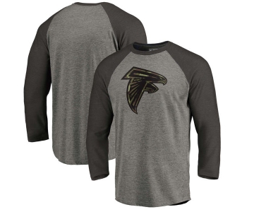 Atlanta Falcons NFL Pro Line by Fanatics Branded Black Gray Tri Blend 34-Sleeve T-Shirt