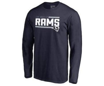 Men's Los Angeles Rams NFL Pro Line by Fanatics Branded Navy Iconic Collection On Side Stripe Long Sleeve T-Shirt