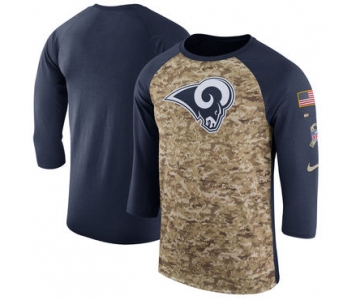 Men's Los Angeles Rams Nike Camo Navy Salute to Service Sideline Legend Performance Three-Quarter Sleeve T Shirt