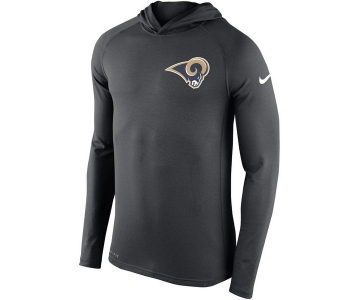 Men's Los Angeles Rams Nike Charcoal Stadium Touch Hooded Performance Long Sleeve T-Shirt