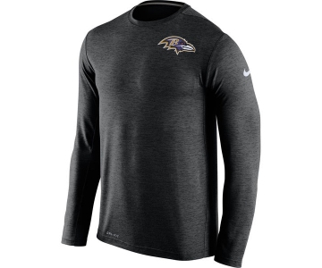 Men's Baltimore Ravens Nike Black Dri FIT Touch Long Sleeve Performance T-Shirt