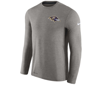 Men's Baltimore Ravens Nike Charcoal Coaches Long Sleeve Performance T-Shirt