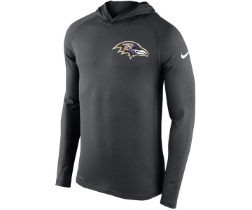 Men's Baltimore Ravens Nike Charcoal Stadium Touch Hooded Performance Long Sleeve T-Shirt