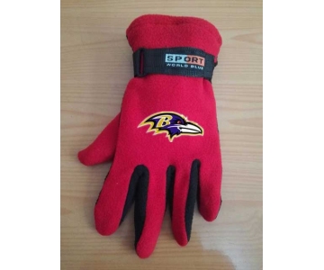 Baltimore Ravens NFL Adult Winter Warm Gloves Red