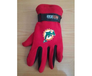 Miami Dolphins NFL Adult Winter Warm Gloves Red