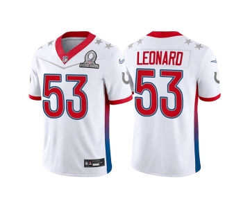 Men's Indianapolis Colts #53 Darius Leonard 2022 White AFC Pro Bowl Stitched Jersey