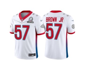 Men's Kansas City Chiefs #57 Orlando Brown Jr. 2022 White AFC Pro Bowl Stitched Jersey