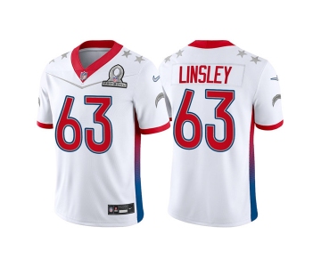 Men's Los Angeles Chargers #63 Corey Linsley 2022 White AFC Pro Bowl Stitched Jersey