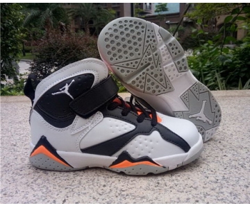 Wholesale Cheap Kid's Air Jordan 7 Shoes White/Black-Orange
