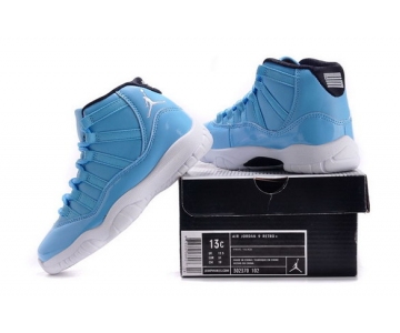 Wholesale Cheap Air Jordan 11 Boys&Girls Shoes Ultimate Gift Of Flight Blue/white