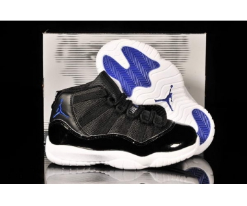 Wholesale Cheap Air Jordan 11 Kid Shoes Black/White/Blue