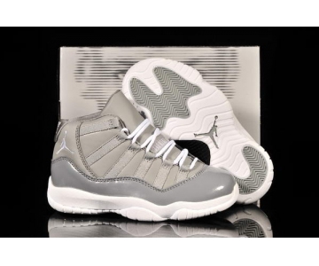 Wholesale Cheap Air Jordan 11 Kid Shoes Light gray/White