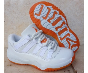 Wholesale Cheap Kids Air Jordan 11 Citrus White/Orange