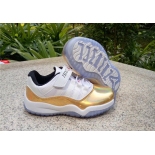 Wholesale Cheap Kids Air Jordan 11 Low Shoes Gold/White