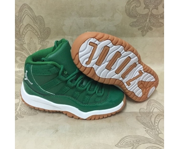 Wholesale Cheap Kids Air Jordan 11 Retro Shoes Green/White