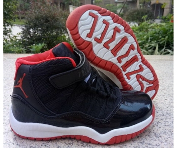 Wholesale Cheap Kids Air Jordan 11 Shoes Black/red-white