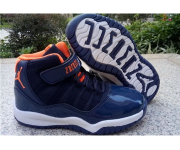 Wholesale Cheap Kids Air Jordan 11 Shoes Blue/orange-white