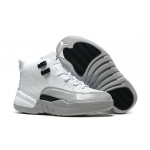 Wholesale Cheap Air Jordan 12 Barons Kids White/Gray-Black
