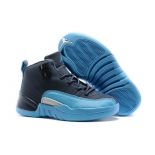 Wholesale Cheap Air Jordan 12 Retro Kids Shoes Dark Blue/Unc Blue
