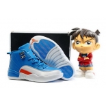 Wholesale Cheap Kids Air Jordan 12 Shoes Blue/White-red