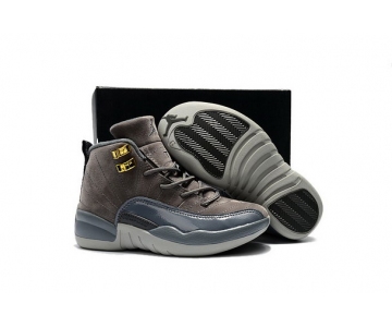 Wholesale Cheap Kids' Air Jordan 12 Shoes Cool Grey/Gold