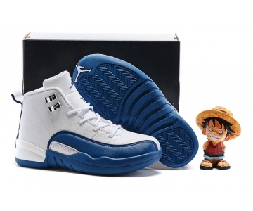 Wholesale Cheap Kids' Air Jordan 12 Shoes French Blue/white