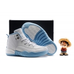 Wholesale Cheap Kids' Air Jordan 12 Shoes North Carolina Blue/white