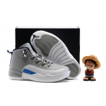 Wholesale Cheap Kids' Air Jordan 12 Shoes Wolf gray/white-blue
