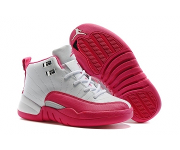 Wholesale Cheap Kids Air Jordan 12 Valentines day Pink/White