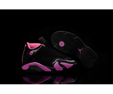 Wholesale Cheap Air Jordan 14 Kid Shoes Black/pink