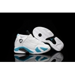 Wholesale Cheap Air Jordan 14 Kid Shoes White/blue-black