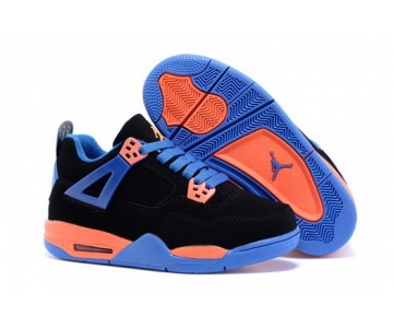 Wholesale Cheap Kid's Air Jordan 4 Shoes Black/blue-orange