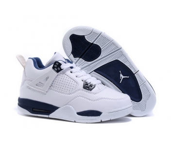 Wholesale Cheap Kid's Air Jordan 4 Shoes White/blue