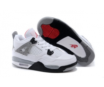 Wholesale Cheap Kids Air Jordan 4 Shoes White/gray-red-black