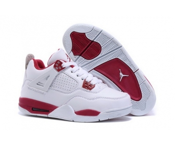 Wholesale Cheap Kid's Air Jordan 4 Shoes White/red