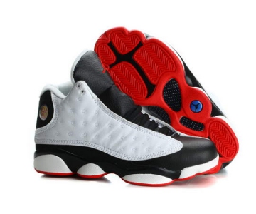 Wholesale Cheap Big Kids Air Jordan 13 Retro Shoes White/black-red