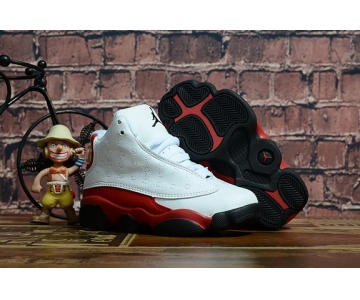 Wholesale Cheap Kids' Air Jordan 13 Chicago Shoes White/Red-black