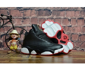 Wholesale Cheap Kids' Air Jordan 13 Playoff Shoes Black/White-red