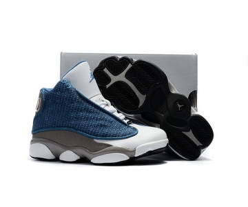 Wholesale Cheap Kids' Air Jordan 13 Retro Flint Shoes Blue/White-grey