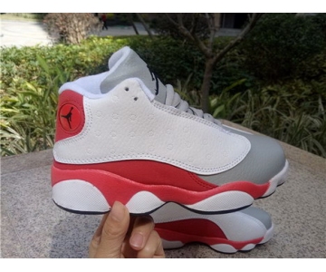 Wholesale Cheap Kids Air Jordan 13 Retro Shoes Red/White-Grey