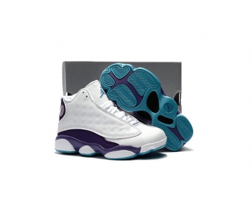 Wholesale Cheap Kids' Air Jordan 13 Retro Shoes White/Blue-purple