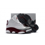 Wholesale Cheap Kids' Air Jordan 13 Retro Shoes White/Deep red-Grey