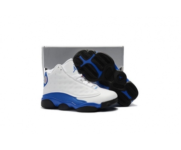 Wholesale Cheap Kids' Air Jordan 13 Retro Shoes White/True blue-black