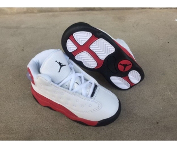 Wholesale Cheap Little Kids Jordan 13 Shoes White Red Black