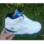 Wholesale Cheap Kids Air Jordan 5 Laney 2016 White/yellow-blue