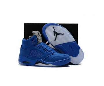 Wholesale Cheap Kids Air Jordan 5 Retro Blue Suede Game Royal/Black