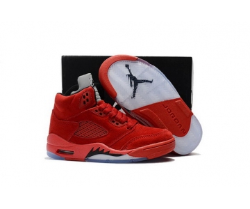 Wholesale Cheap Kids Air Jordan 5 Retro Red Suede University Red/Black