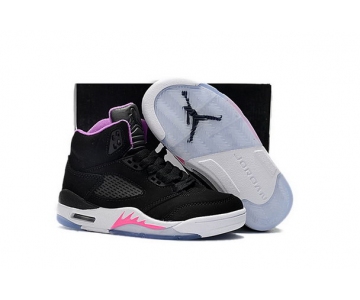 Wholesale Cheap Kids Air Jordan 5 Retro Shoes Black/Purple-White