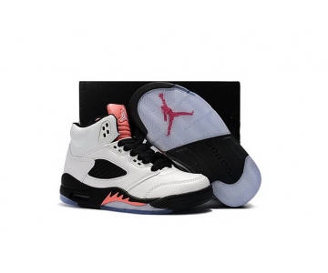 Wholesale Cheap Kids Air Jordan 5 Retro Shoes White/Sunblush-Black