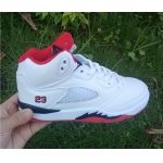 Wholesale Cheap Kids Air Jordan 5 Retro Shoes White/red-black